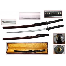 New Handmade Battle Ready Razor Sharp Japanese Samurai War Lord Warrior Date Masamune Wakizashi Katana Sword with Display Case